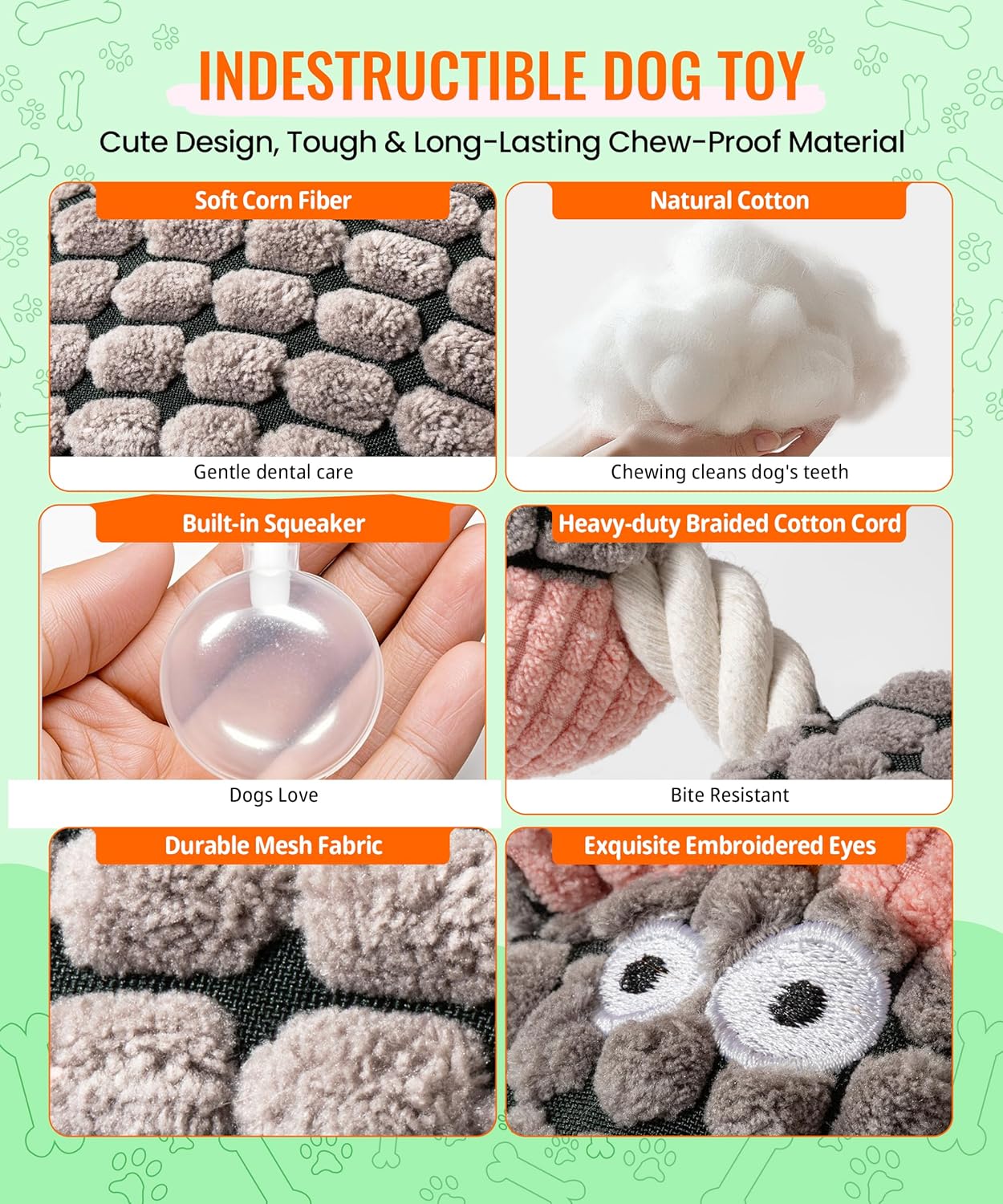 Squeaky Plush Dog Toys - Adorable Animal Designs with Soft Cotton Filling, Cute Stuffed Dog Chew Toys for Small, Medium Non-Aggressive Chewing Dogs Chewer (Grey - Donkey)