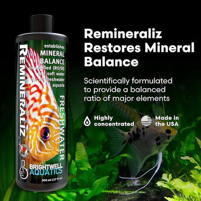 Brightwell Aquatics Remineralīz – Restores GH & TDS for Freshwater Aquariums, Replenishes Essential Minerals for Soft Water, Supports Fish & Plant Health, 20L