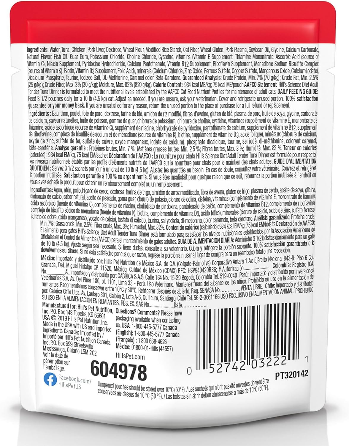 Hill's Science Diet Adult 1-6, Adult 1-6 Premium Nutrition, Wet Cat Food, Tuna Stew, 2.8 oz Pouch, Case of 24