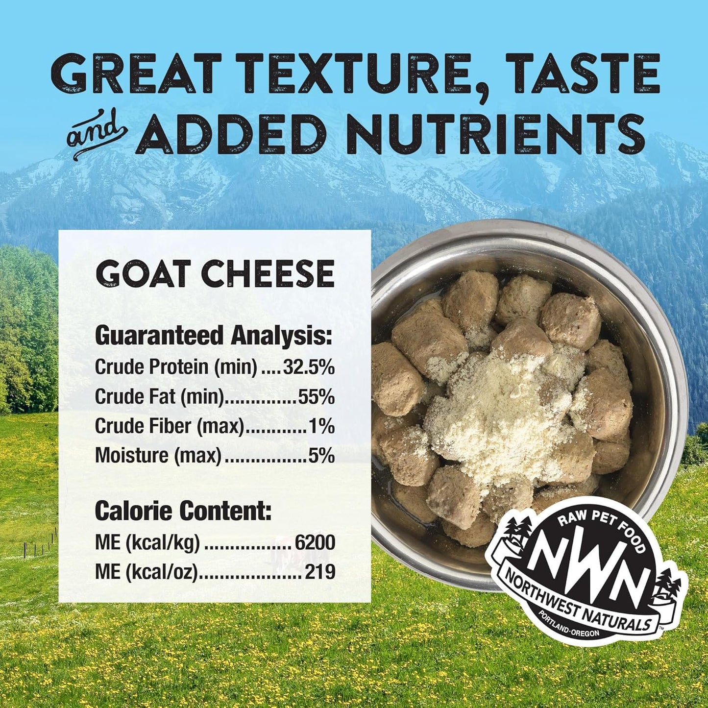 Northwest Naturals Freeze-Dried Goat Cheese Functional Topper - for Dogs & Cats - Healthy, 1 Ingredient, Human Grade Ingredients, All Natural, Proudly Made in USA, 4.5 Oz (Pack of 2)