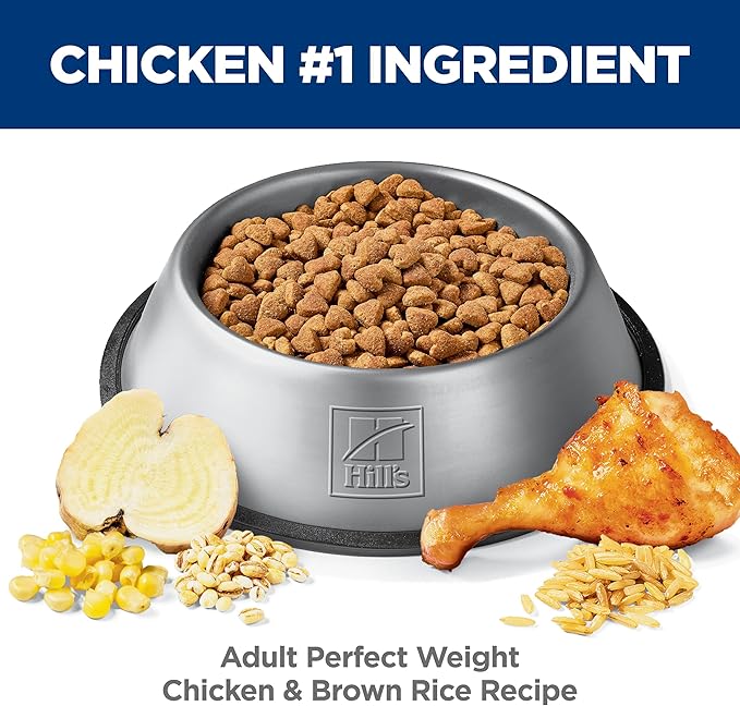 Hill's Science Diet Perfect Weight, Adult 1-6, Weight Management Support, Dry Dog Food, Chicken & Brown Rice, 12 lb. Bag