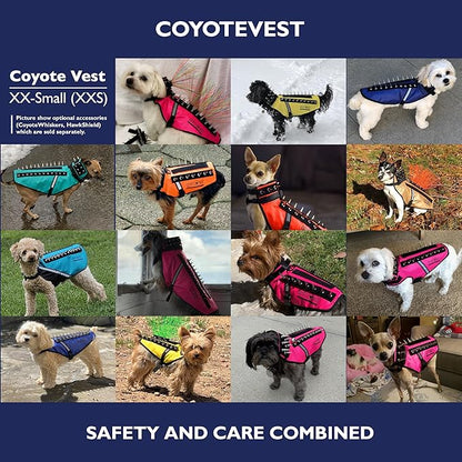 CoyoteVest Dog Harness Protection Vest, Reflective Dog Accessories with Spikes to Shield Your Pet from Raptor and Animal Attacks, Proudly Made in America (Large, Fluorescent Orange)