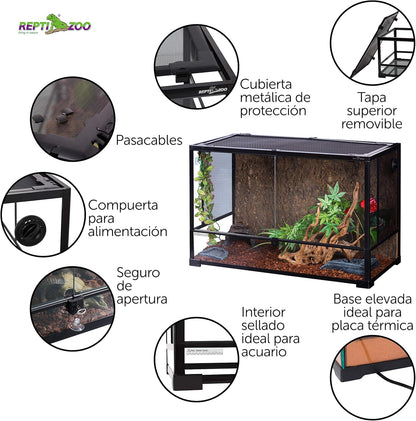 REPTI Zoo 67 Gallon Reptile Glass Terrarium, Double Hinge Door Reptile Tank, Side/TOP Screens Ventilation Reptile Terrarium Reptile Enclosure, 36" x 18" x 24" Gecko Tank (Knock-Down) (RK0120N)