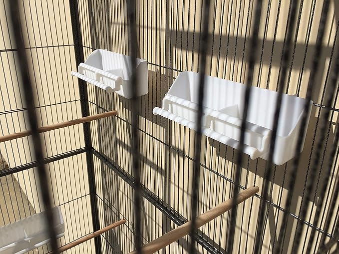 76" Extra Large Double Stackable Wrought Iron Breeding Bird Parrot Cockatiel Conure Breeder Flight Cage Double Feeder Cups Side Breeding Doors Eash Clean Pull Out Tray with Detachable Rolling Stand