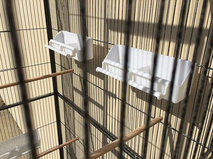 76" Extra Large Double Stackable Wrought Iron Breeding Bird Parrot Cockatiel Conure Breeder Flight Cage Double Feeder Cups Side Breeding Doors Eash Clean Pull Out Tray with Detachable Rolling Stand