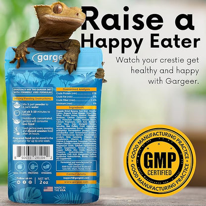 2oz Complete Crested Gecko Food Diet. Premium Mix, Ready to Use Freshly Made Powder. Unique Formula, Developed & Made in The USA. Enjoy! (Mango)