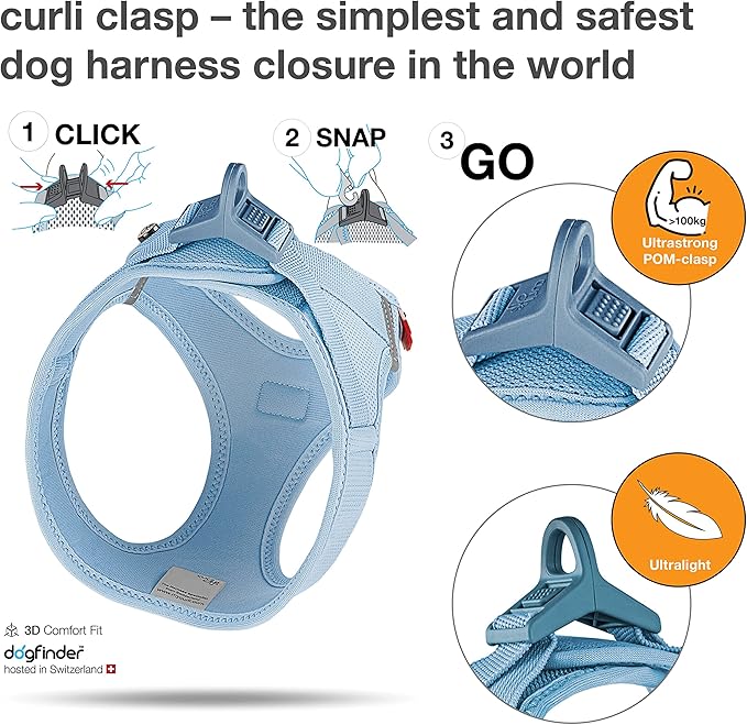 Vest Harness curli Clasp Air-Mesh SkyBlue 3XS