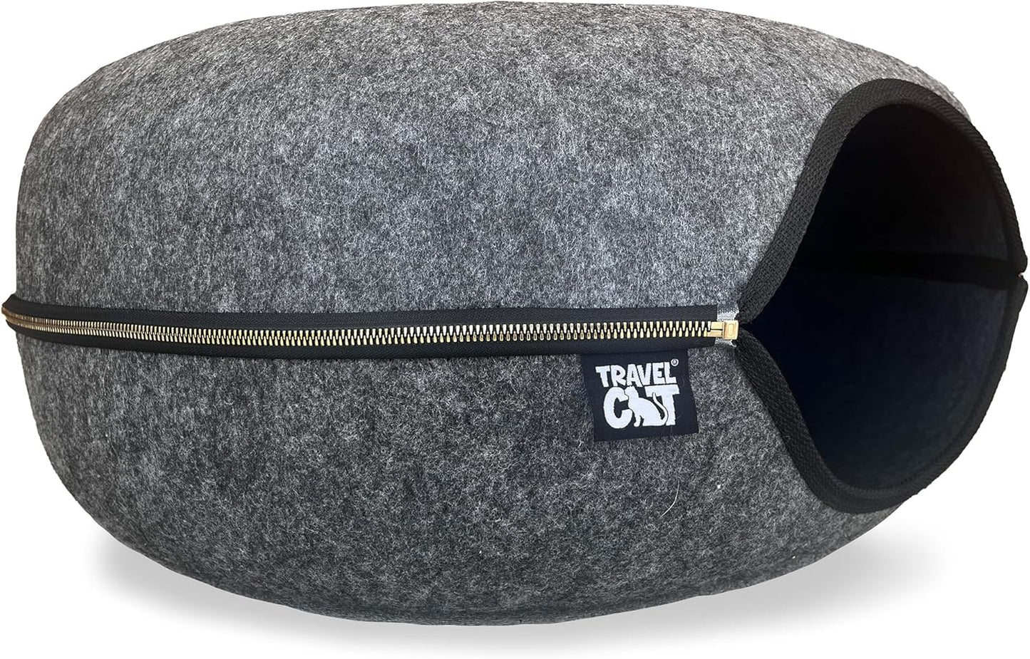 Travel Cat Tunnel Bed Cave - 21 Inch Large Premium Grey Round Donut Cat Cave for Indoor Cats, Kitten - Detachable Cat Hideaway Cat Bed with Tunnel for Playing, Scratching, Sleeping