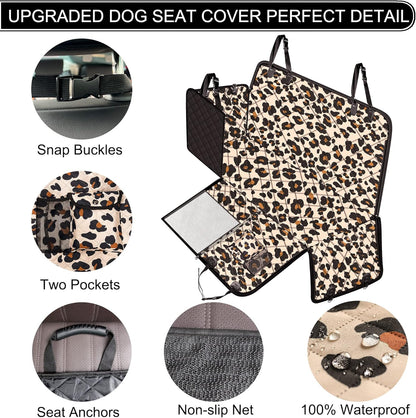 Femuar Dog Car Seat Cover, Waterproof Nonslip Pet Seat Cover for Back Seat with Storage Pockets Mesh Visual Window, Heavy Duty Scratchproof Pet Dog Seat Cover Hammock for Cars Trucks and SUVs