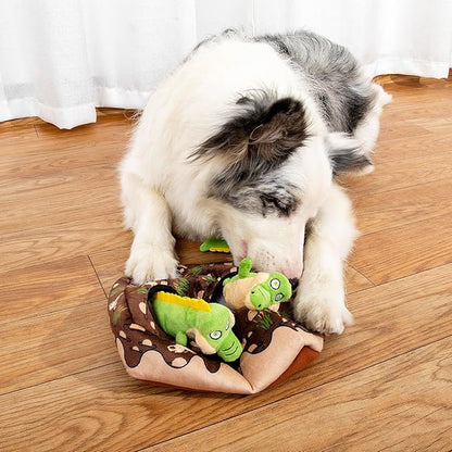 Hollypet Squeaky Dog Toy, Interactive Plush Hide and Seek Dog Toys for Small Medium Sized Dogs and Non-Aggressive Chewers, Puppy Teeth Clean Chew Toys, Crocodile