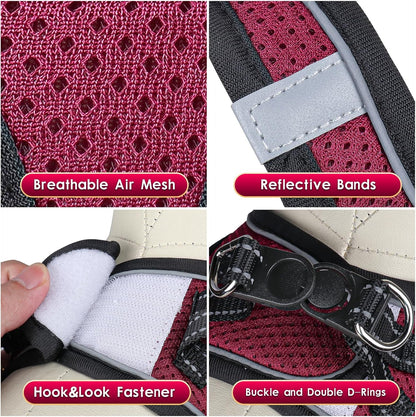 YIMEIS Dog Harness and Leash Set, No Pull Soft Mesh Pet Harness, Reflective Adjustable Puppy Vest for Small Medium Large Dogs, Cats (Grape Purple, X-Small (Pack of 1)