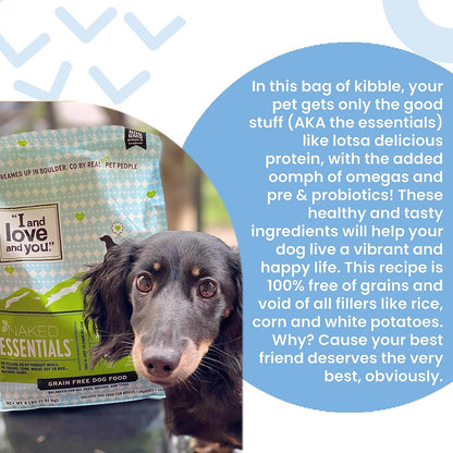 I and love and you Naked Essentials Dry Dog Food - Chicken + Duck - High Protein, Real Meat, No Fillers, Prebiotics + Probiotics, 11lb Bag