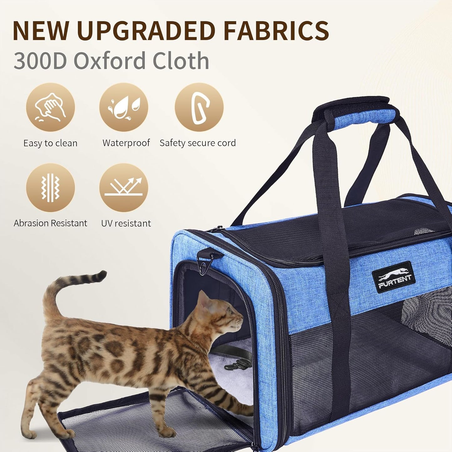 TSA Pet Carrier Airline Approved for Small Cats and Puppy, Cat Carrier Soft Fits Pets Up to 15 lbs, Dogs Carrier Bag with Litter Box Foldable, Ideal for Travel, Car Rides, and Vet Visits, Dark Blue