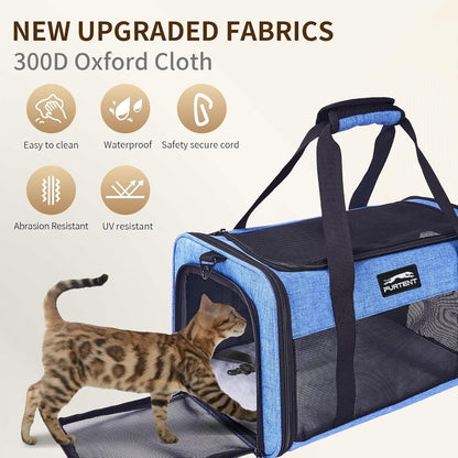 TSA Pet Carrier Airline Approved for Small Cats and Puppy, Cat Carrier Soft Fits Pets Up to 15 lbs, Dogs Carrier Bag with Litter Box Foldable, Ideal for Travel, Car Rides, and Vet Visits, Dark Blue