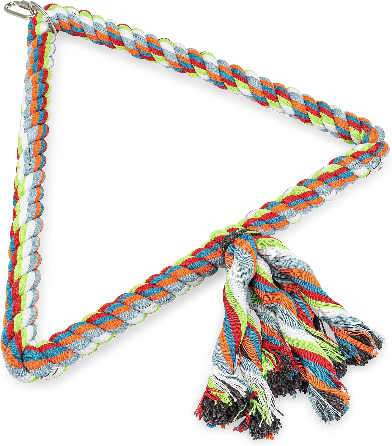 Spoiled Pet® Large Triangle Bird Rope Swing Perch - All Natural Materials - Safe to Climb and Chew - Bird Cage Toy Accessory - Great for African Grey Parrots, Cockatiels, Parakeets, Cockatoos