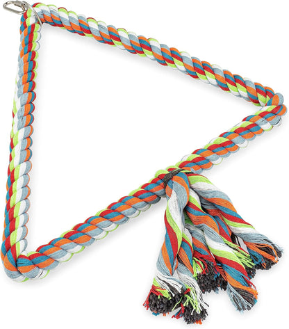 Spoiled Pet® Large Triangle Bird Rope Swing Perch - All Natural Materials - Safe to Climb and Chew - Bird Cage Toy Accessory - Great for African Grey Parrots, Cockatiels, Parakeets, Cockatoos