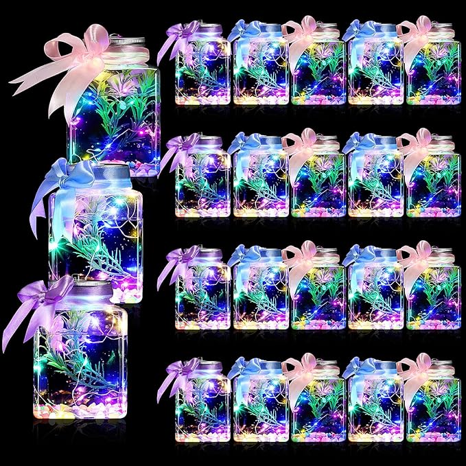 Domensi 20 Pcs 17oz LED Plastic Fish Bowls Ivy Bowls 3'' Glowing Vases Unbreakable Plastic Fish Tank Clear Shatterproof Aquarium for Carnival Game Accessory Home Party