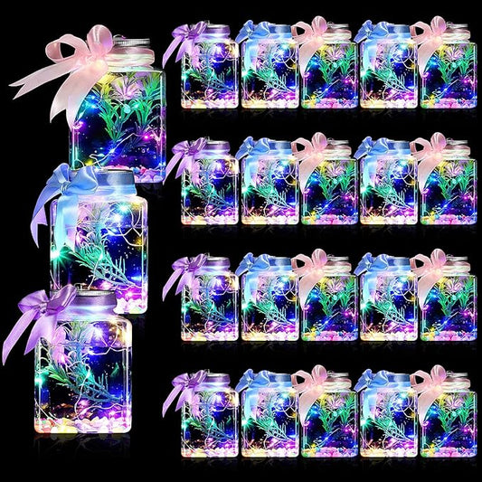 Domensi 20 Pcs 17oz LED Plastic Fish Bowls Ivy Bowls 3'' Glowing Vases Unbreakable Plastic Fish Tank Clear Shatterproof Aquarium for Carnival Game Accessory Home Party