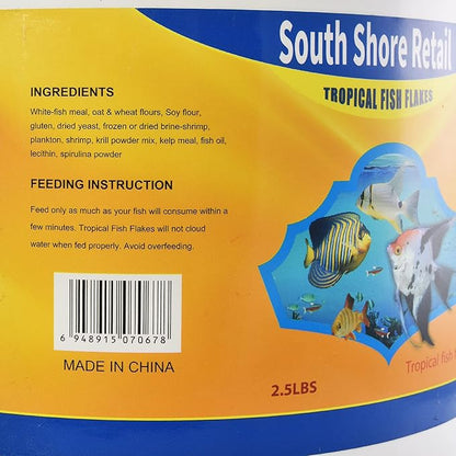 Color Enhancing Tropical Fish Food Flakes - 2.5lb Bulk Fish Food| Veteran Owned - Suitable for all Freshwater, Marine, Pond, And Goldfish | Nutritious Diet with Shrimp, Plankton, and Spirulina