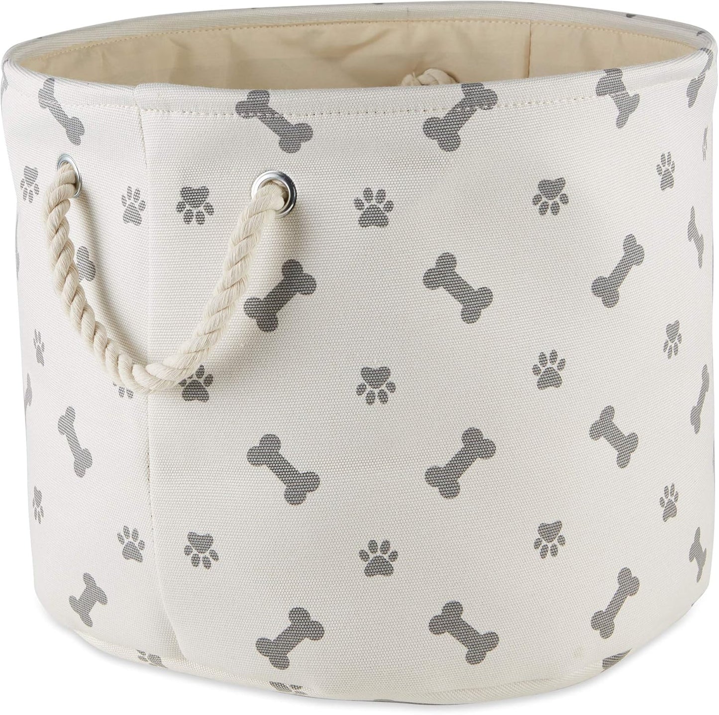 Bone Dry 5511 Pet Storage Collection Paw and Bone Print, Medium Round, Gray