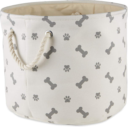 Bone Dry 5511 Pet Storage Collection Paw and Bone Print, Medium Round, Gray