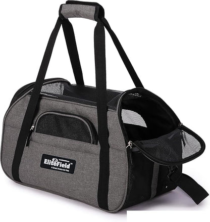 EliteField Soft Pet Carrier (3 Year Warranty, Airline Approved) Soft Sided Dog Puppy Cat Carrier Travel Bag (X-Large: 21" L x 12" W x 13" H, Charcoal Gray)