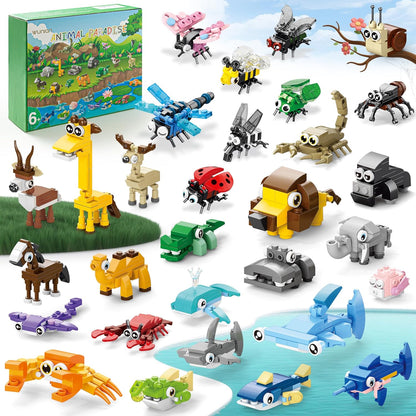 30 Packs Party Favors for Kids, 888 PCS Animal Building Blocks Mini Sets Party Favors for Goodie Bags Stuffers Classroom Prizes Return Gifts Birthday Bulk Gifts for Boys Girls Student Ages 6+