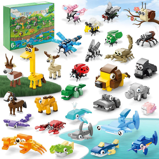 30 Packs Party Favors for Kids, 888 PCS Animal Building Blocks Mini Sets Party Favors for Goodie Bags Stuffers Classroom Prizes Return Gifts Birthday Bulk Gifts for Boys Girls Student Ages 6+