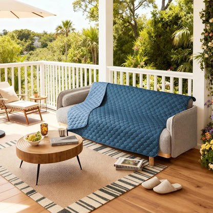 gogobunny 100% Double-Sided Waterproof Dog Bed Cover Pet Blanket Sofa Couch Furniture Protector for Puppy Large Dog Cat, Reversible (82x120 Inch (Pack of 1), Dark Blue/Light Blue)