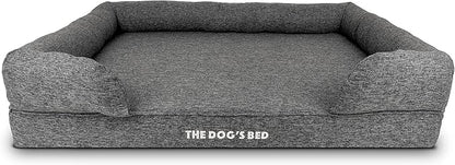 The Dog’s Bed, XL Grey Poly-Linen, Memory Foam, Pain Relief: Arthritis, Hip & Elbow Dysplasia, Post Surgery, Lameness, Supportive, Calming, Waterproof Washable Cover