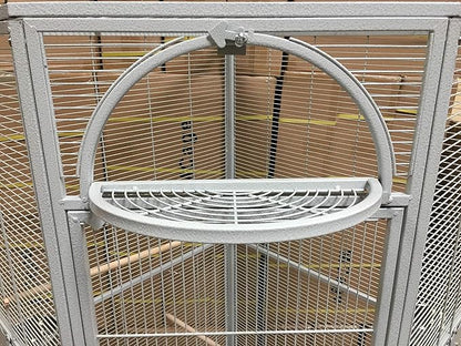 64" Extra Large Corner Flight Bird Parrot Cage for Cockatiel Parakeet Budgies Parrot with Around Metal Seed Skirts, Tight 1/2-Inch Bar Spacing (WhiteVein)