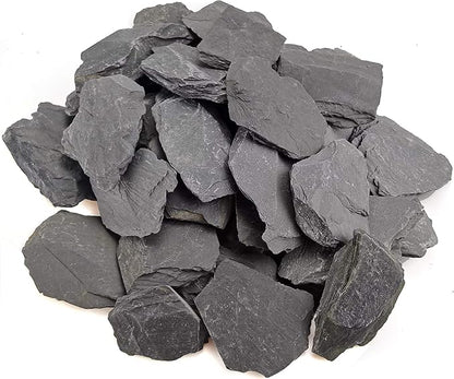 Voulosimi Natural Slate Rocks PH Neutral Stone Perfect Rocks for Aquariums, Landscaping Model,Tank Decoration,Amphibian Enclosures (10 LB, 3-5 inch)