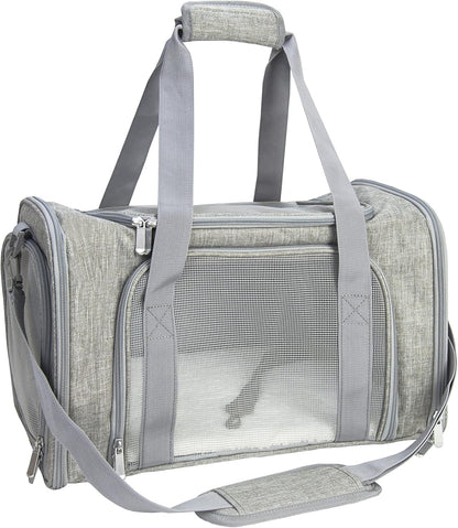 Soft Sided Carrier for Small Medium Cats Dogs,TSA Airline Approved Collapsible Travel Pet Carrier Medium Grey