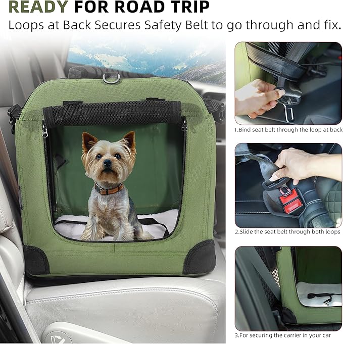 Petprsco Large Cat Carrier for 2 Cats Small Medium Dogs, Soft Pet Carrier 24x17x17 for Traveling with Warm Blanket Foldable Bowl and Washable Pad