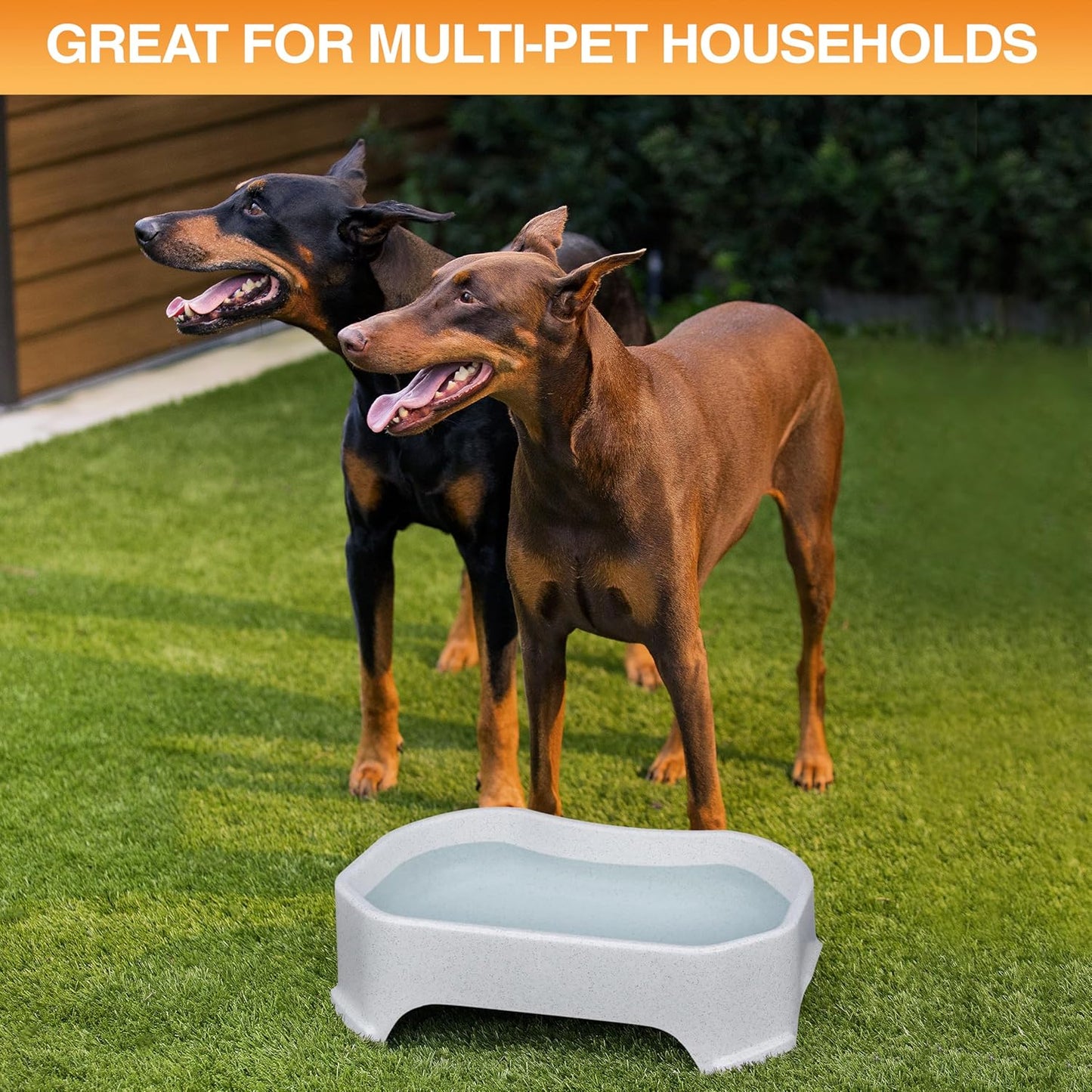 Neater Pet Brands Large Water Bowl for Dogs, Outdoor Dog Water Bowl (1.25 Gallon Extra-Large Capacity), Big Trough Style Food Dish for Indoors or Outside, No Spill Large Dog Bowls, Vanilla Bean