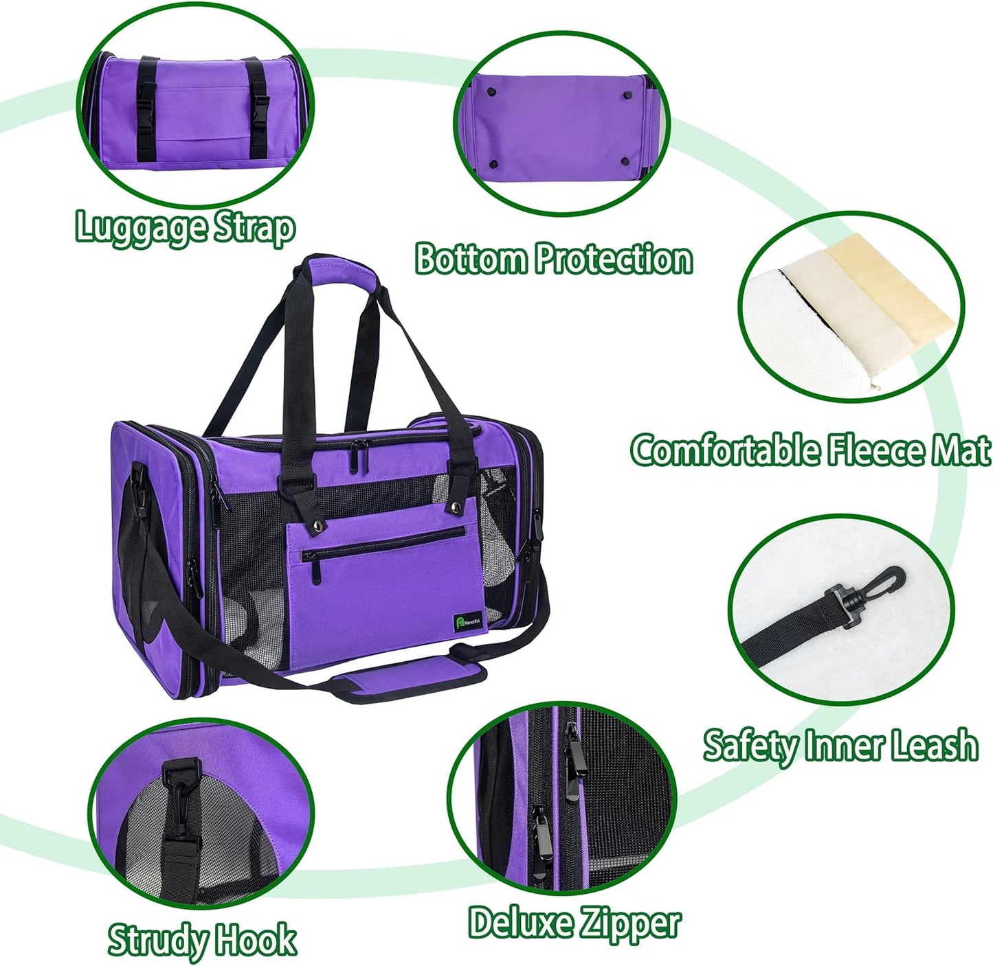 Soft-Sided Pet Carrier for Cats Small Dogs of 15 Lbs Medium Purple