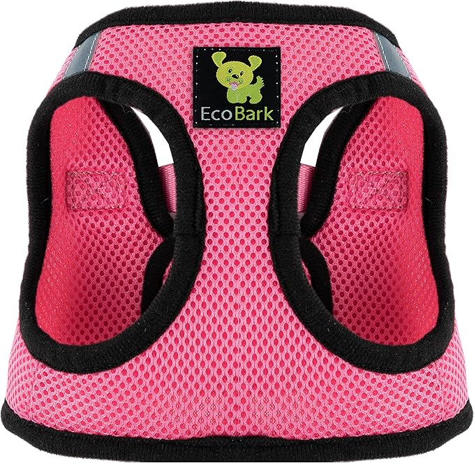 EcoBark Step in Dog Harness - Eco-Friendly Small Breed Dog Harnesses for XS Dogs - Reflective and Adjustable Mini Body Halter Vest - Tiny Soft Mesh Toy Breed (Bubblegum Pink, XS)