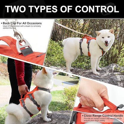 Escape Proof Dog Harness Small Sized Dog, Lightweight Full Body Pet Vest with Lift Handle & Leash Clip, Reflective Adjustable No Slip Dog Harness for Daily Walking(Red,Chest:16-27")