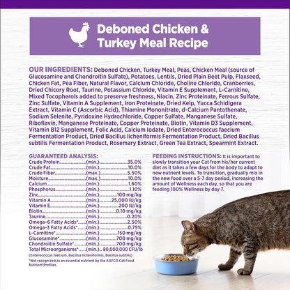 Wellness Complete Health Adult Dry Cat Food for Indoor Cats, Grain Free, Natural, Healthy Weight Chicken & Turkey Meal (11.5 Pound Bag)