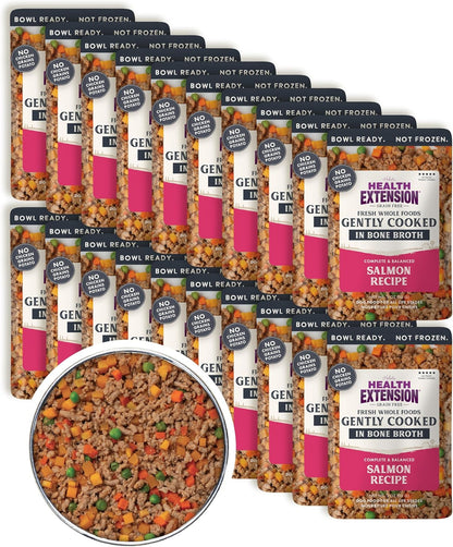 Health Extension Gently Cooked Grain-Free Salmon Dog Food, Human-Grade & Shelf-Stable with Superfoods, Supports Digestion, Immunity, Skin & Coat, 3 oz Pouch (Pack of 20)