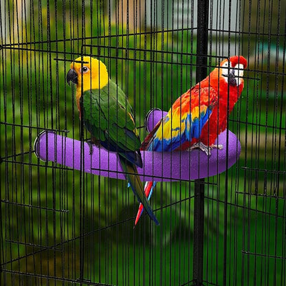 U Shape Parrot Perch Stand Toy Bird Platform Sand Paw Grinding Clean Stick Exercise Conure Budgie Cockatiel Cage Accessories (Purple)