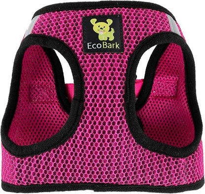 EcoBark Step in Dog Harness - Eco-Friendly Teacup Dog Harnesses for XXS, XS, and Small Dogs - Reflective and Adjustable Mini Body Halter Vest -Tiny Soft Mesh Toy Breed Harness (Fuchsia Pink, XXXS)