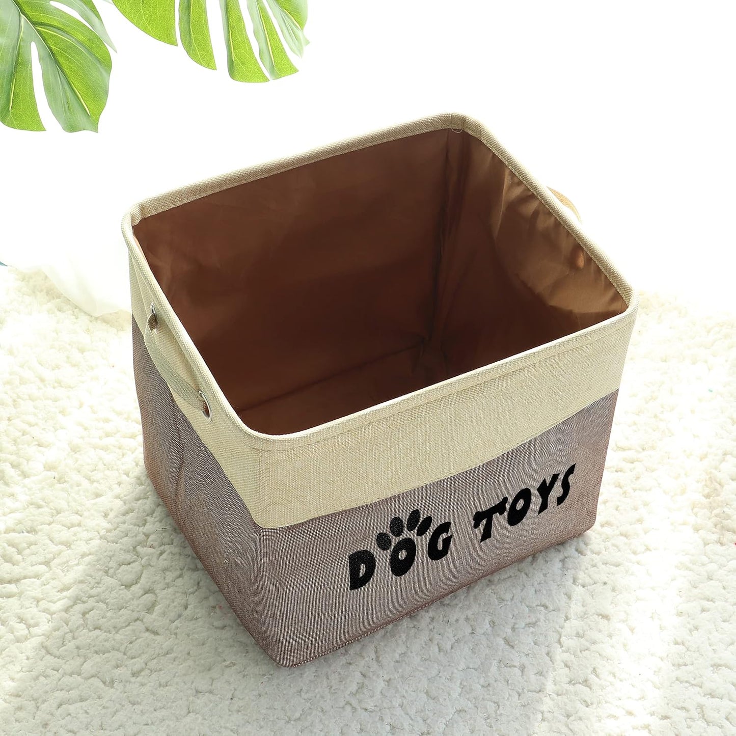 PET ARTIST Large Dog Toy Basket Bin - Rectangular Storage Box Chest Organizer for Dog Toys,Coats,Clothing,Apparel & Accessories & Blanket,Brown,15"x13"x12"