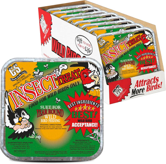C&S Insect Suet Treat, Suet Cakes for Wild Birds, 11.75 Ounces, Pack of 8