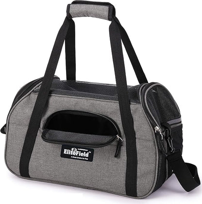 EliteField Soft Sided Pet Carrier (3 Year Warranty, Airline Approved), Multiple Sizes and Colors Available (17" L x 9" W x 12" H, Charcoal Gray)