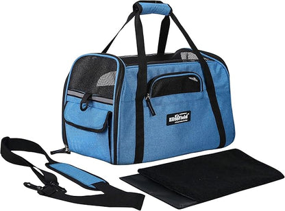EliteField Soft Sided Pet Carrier (3 Year Warranty, Airline Approved), Multiple Sizes and Colors Available (Large: 19" L x 10" W x 13" H, Sapphire Blue)