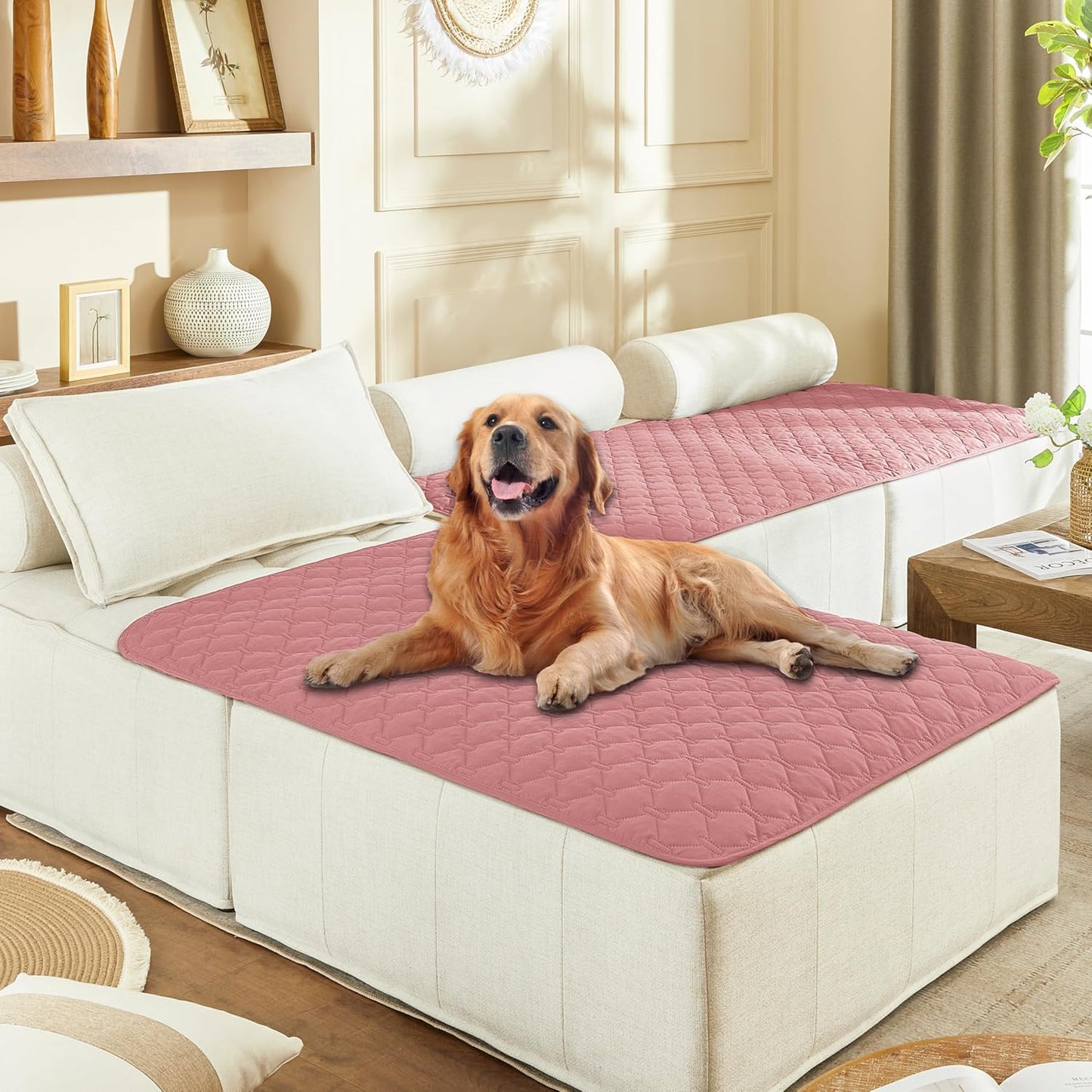 gogobunny 3X Stronger Waterproof Pet Blanket, Scratch Proof Furniture Protector for Dogs Cats, Reversible Cover 40x50 Inch, Dark Pink/Light Pink