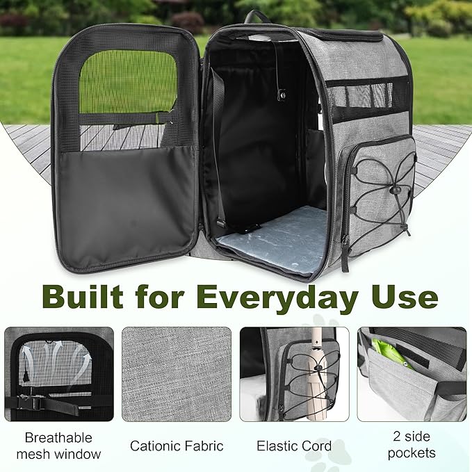 Dog Carrier Backpack for Small Dogs – Breathable and Comfortable Pet Travel Bag with, Safety Buckle and Adjustable Straps, Ideal for Hiking and Outdoor Adventures, Standard Pad, Gray