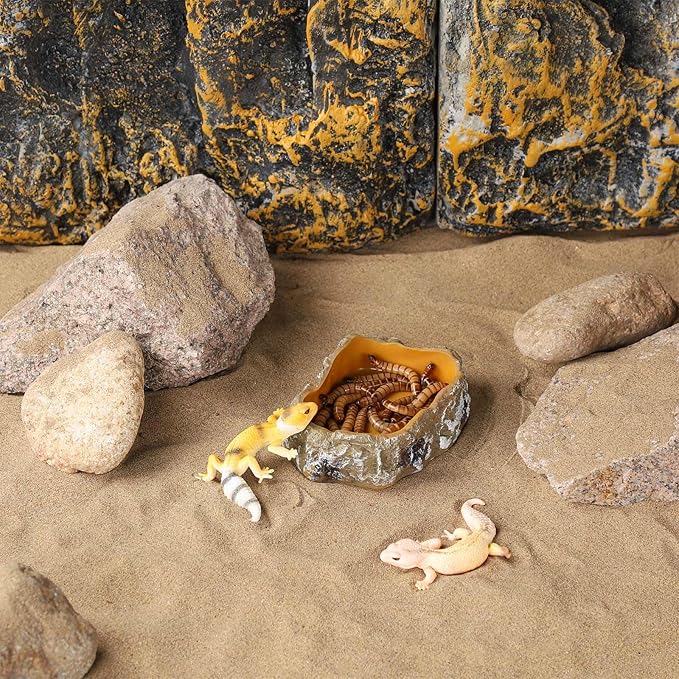 IBWell 4 Inch Reptile Food Dish Escape Proof Reptile Feeding Dish Resin Reptile Water Food Bowl for Bearded Dragon Chameleon Frog Snake Turtle Leopard Gecko