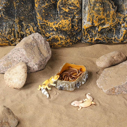 IBWell 4 Inch Reptile Food Dish Escape Proof Reptile Feeding Dish Resin Reptile Water Food Bowl for Bearded Dragon Chameleon Frog Snake Turtle Leopard Gecko